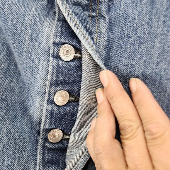 Levis Jeans Mens 44x30 501 Blue High Rise Button Fly Classic Straight *Read* - Picture 3 of 16